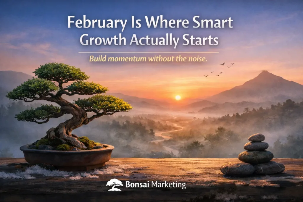 Bonsai tree with serene landscape backdrop